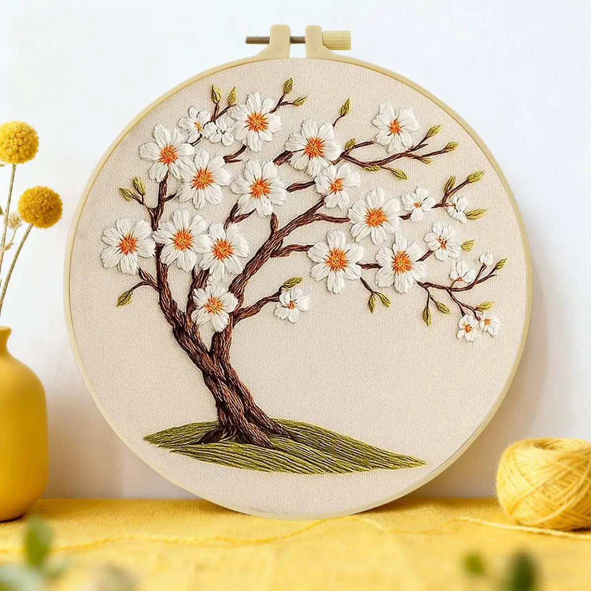 1pc 20X20CM/15X15CM 7.87/6.3inch tree Embroidery Starter Kit DIY kit DIY embroidery kit manualidades Craft Painting