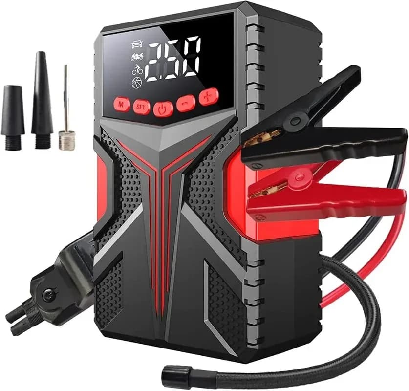 Avviatore di emergenza per auto Pompa d'aria Illuminazione della banca di potere Compressore d'aria portatile Avviatori di batteria per auto 4 in 1 Avviamento di gonfiaggio automatico dei pneumatici