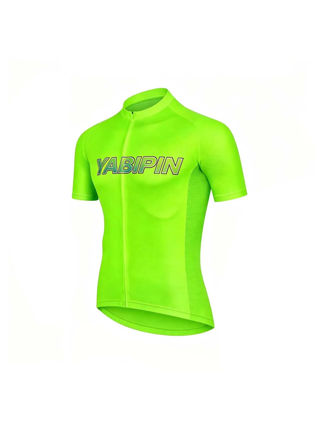 Racing Men‘s Short Sleeve Cycling Jersey, Stand Collar Full Zip Breathable Quick Dry Lightweight Bike Top