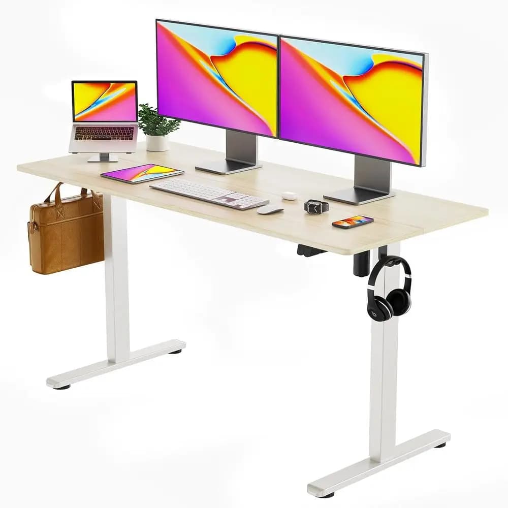 Scrivania Elettrica Regolabile in Altezza 55 - Grande Postazione di Lavoro per Computer e Laptop da 55x24 Pollici per Casa e Ufficio