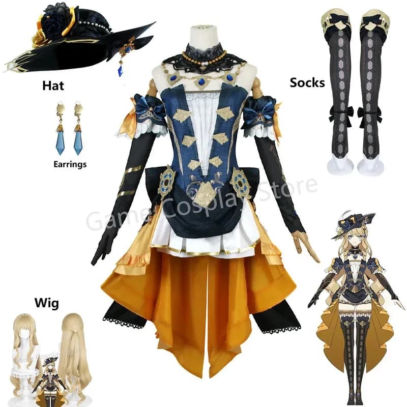 Navia Costume Cosplay Genshin Impact Parrucca uniforme di carnevale Anime Costumi di Halloween Figure di gioco per donne