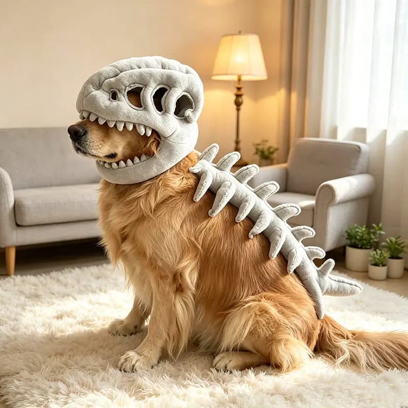 Overlord dog! Pet dinosaur hood funny skeleton hat doll cute cat and dog pose props abstract clothes