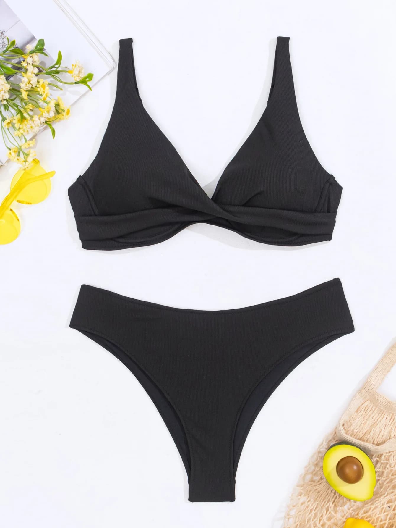 Costume da bagno bikini sexy a tinta unita da donna 2026, due pezzi, per vacanze al mare, monokini