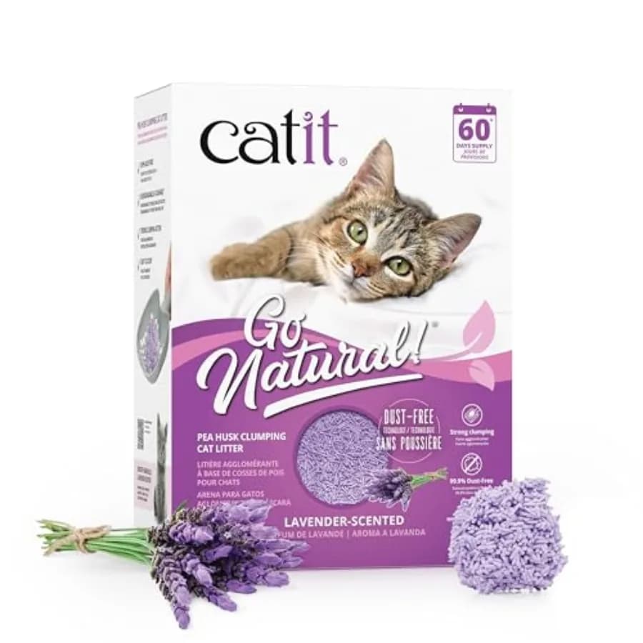 - Go Natural Pea Husk Clumping Cat Litter - Lightweight, Dust Free, Easy Cleaning and Scooping, Flushable Kitty Litter with Odo