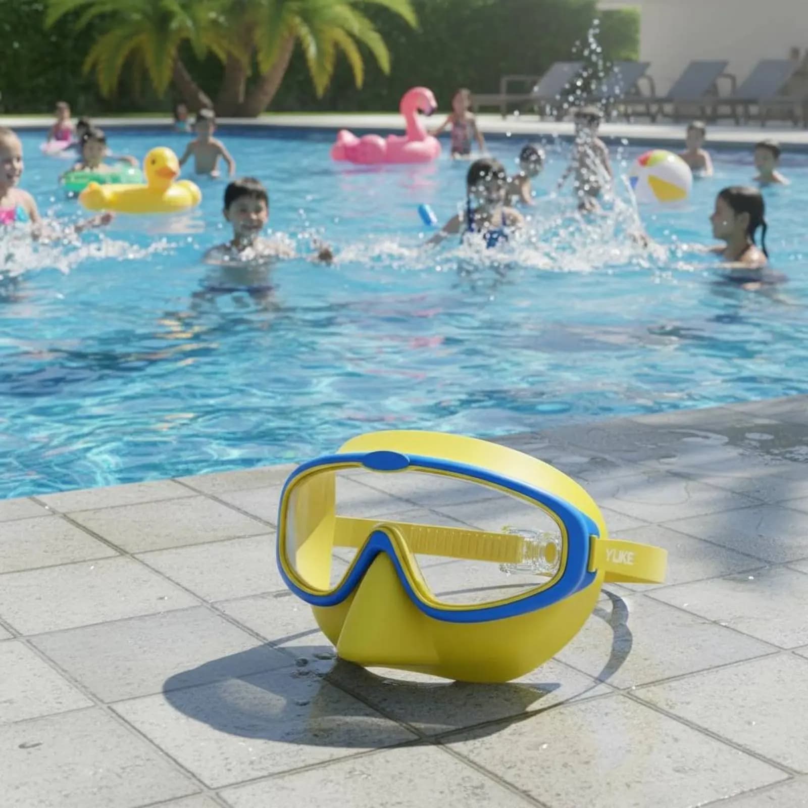 Children's Swimwear Anti-fog, Aquatic Occhialini with Large Montatura for Children, Swimming Glasses for Young People, Without Loss, Soft Silicone Gasket