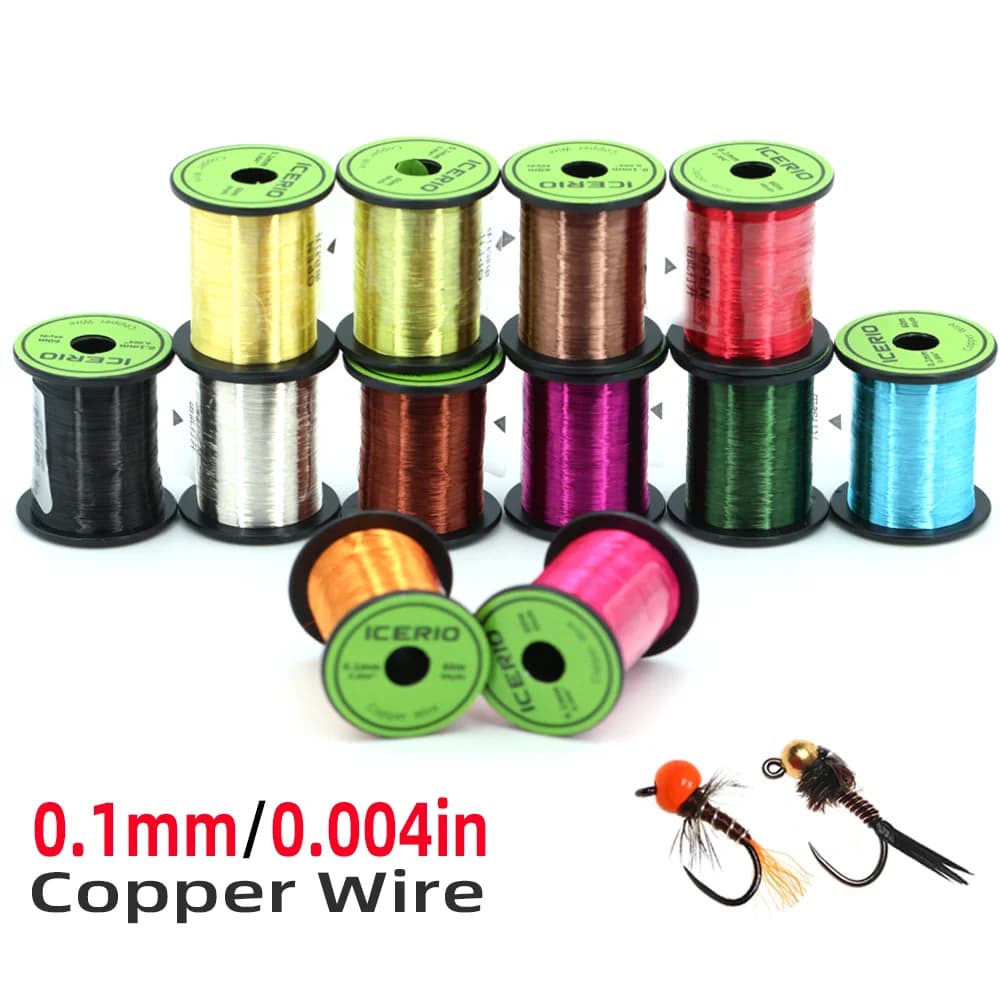 1 pz/12 pz Filo di Rame Ultra Sottile da 0,1 mm 60M, Filo Metallico Morbido per Materiale da Costruzione Mosche Artificiali per Buzzer, Midge, Larve, Ninfe, Pesca alla Trota