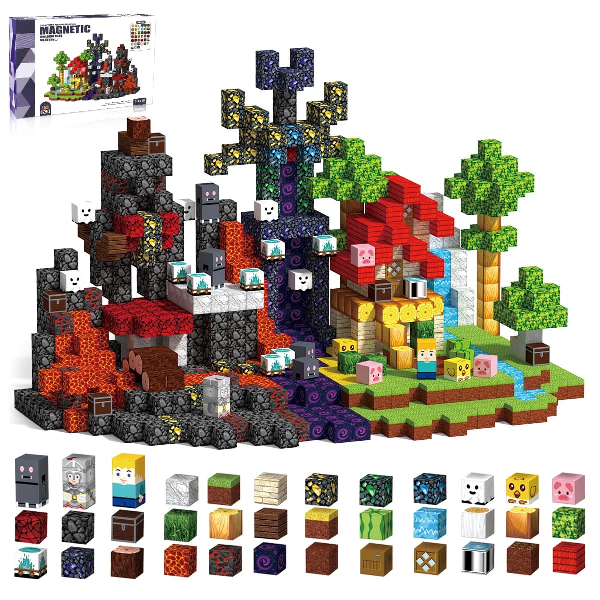 Blocchi Magnetici da Costruzione, Cubi Magnetici Creativi Fai-da-Te, Giochi Educativi Montessori STEM, Giocattoli Sensoriali, Regalo per Bambini dai 3 Anni in Su