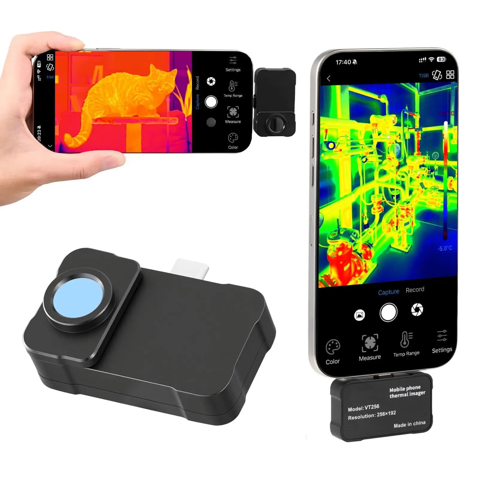 Termocamera per Android e iOS, risoluzione super elevata 512 x 384 con obiettivo macro, termocamera a infrarossi con frequenza di aggiornamento 25HZ per smartphone e tablet, risoluzione IR 256 x 192, -4 ° Da F a 1022 ° F