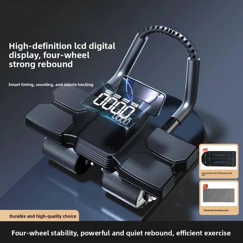Large Screen Digital Display Abdomen Wheel Automatic Rebound Abdominal Muscle Training Device for Abdominal Roller Ab Roller