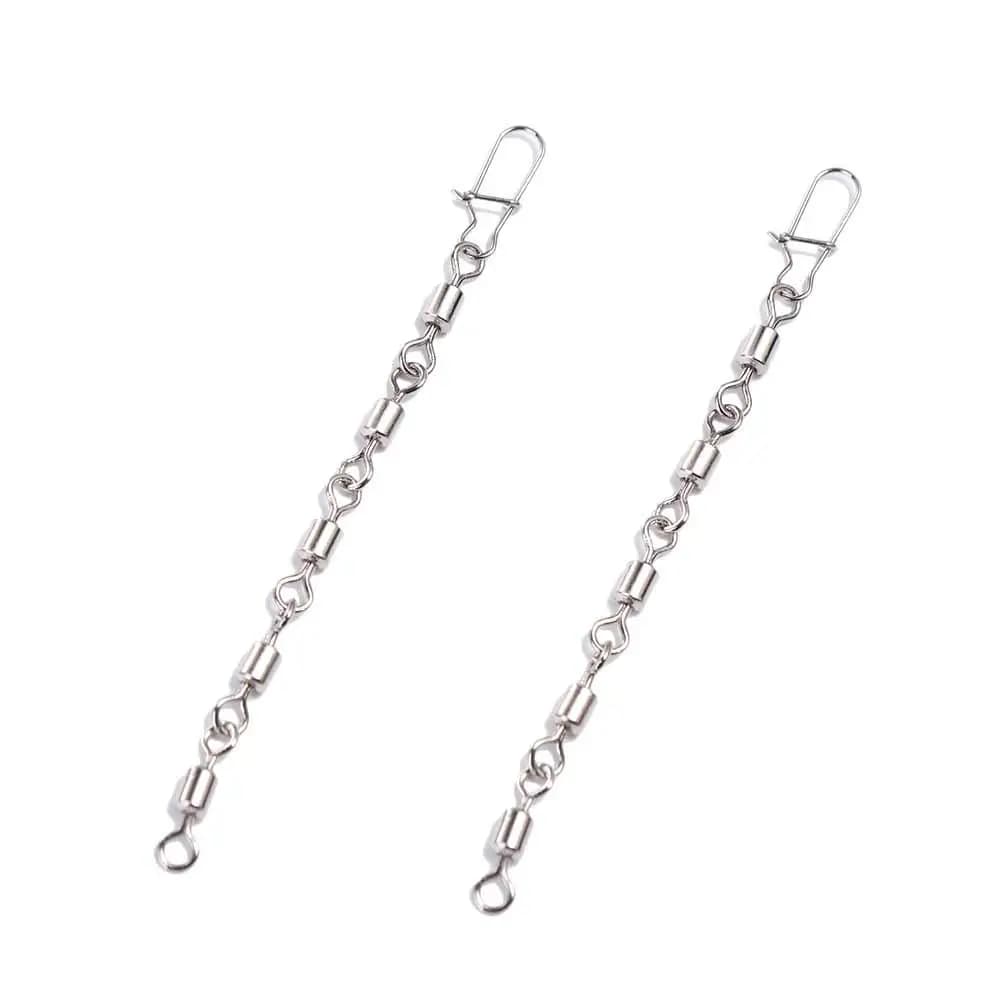 10pcs Stainless Steel Rolling Swivel Snap Anti-bite Chain Copper Alloy Anti-bite Protected Line Sea Fishing Lure Tackle Pesca