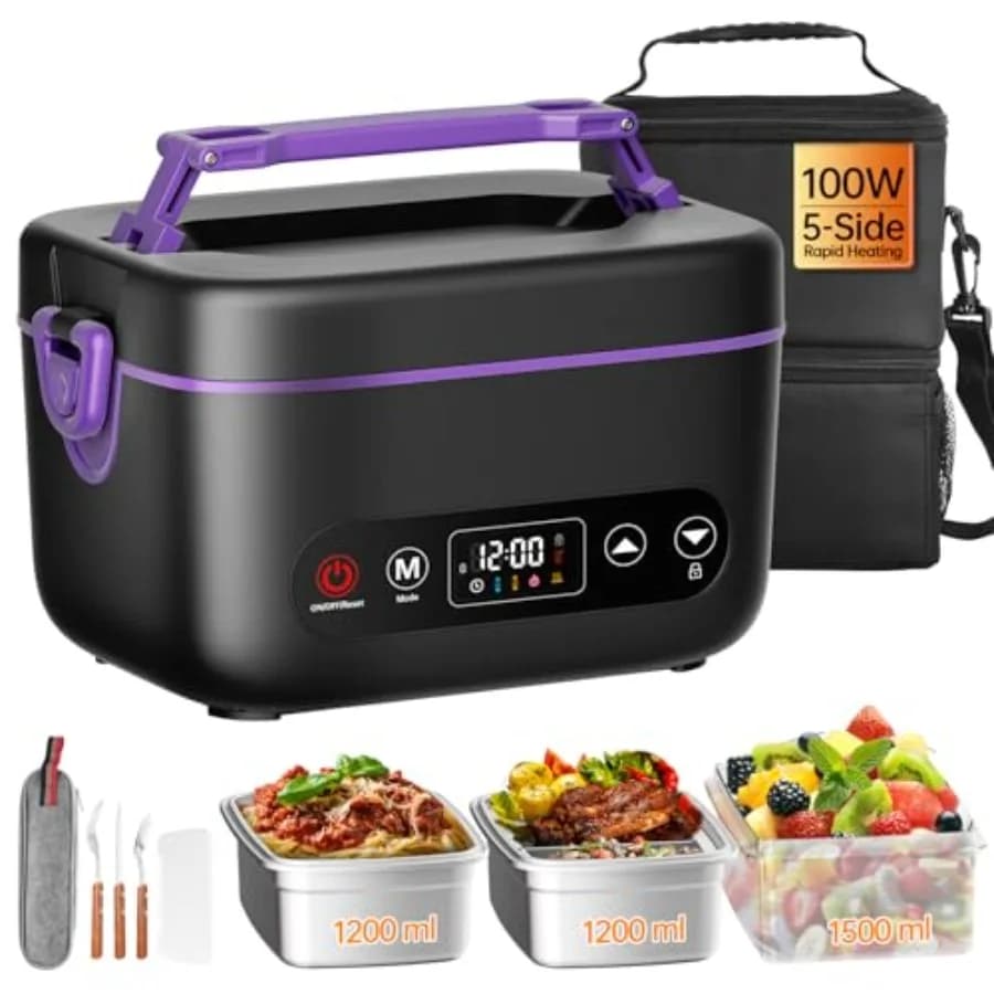 Scaldavivande Elettrico 2X1.2L, Tecnologia di Riscaldamento a 5D da 100W, Alimentato da 6x4000mAh con Doppia Borsa Termica, Portatile