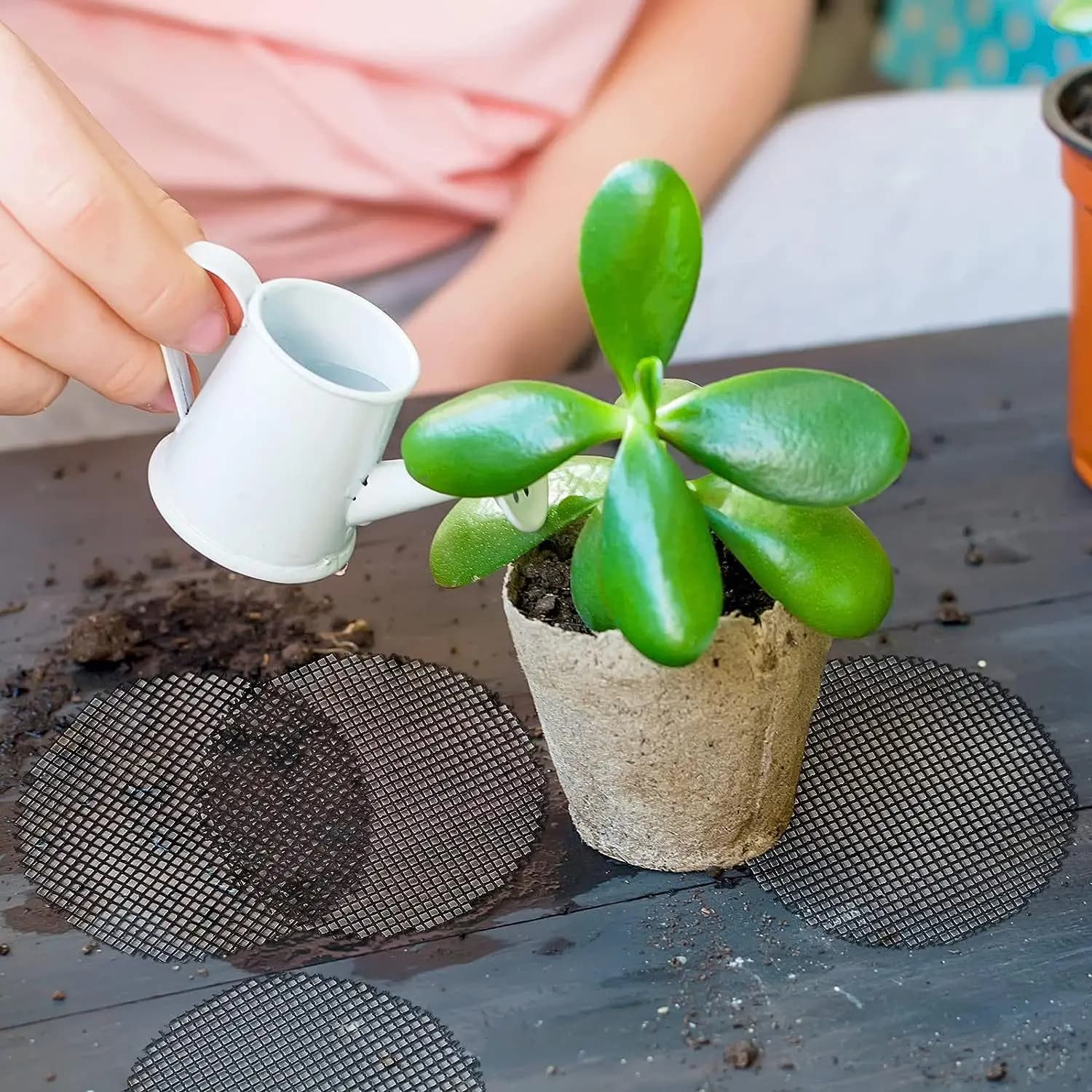 Griglia a rete rotonda con fori di drenaggio per il fondo della vaso, per prevenire la perdita di terriccio, anti-perdita di terriccio, per bonsai, piante, attrezzi da giardinaggio
