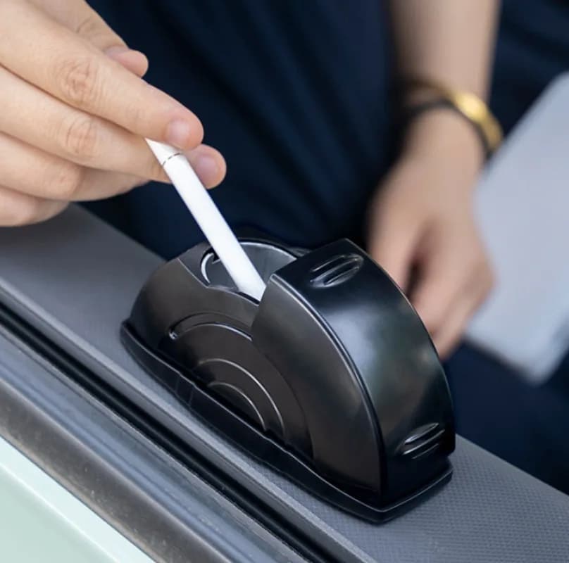 Posacenere per Auto da Portiera, Senza Fumo, con Coperchio, Portatile, per Auto e Camion, Contenitore per Rifiuti con Rivestimento in Acciaio Inox