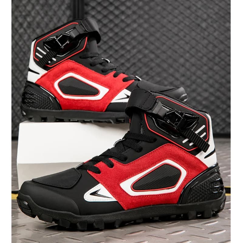Scarpe Protettive da Moto per Uomo, Nuovi Stivali da Ciclismo in Superfibra, Scarpe da Escursionismo e Avventura, Lunghezza Caviglia