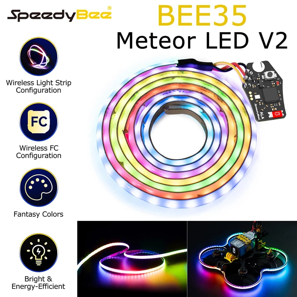 SpeedyBee Light Wireless LED Meteor Light Strip Lights con controllo di volo Sintonizzazione wireless Supporta con controller di volo BOOT