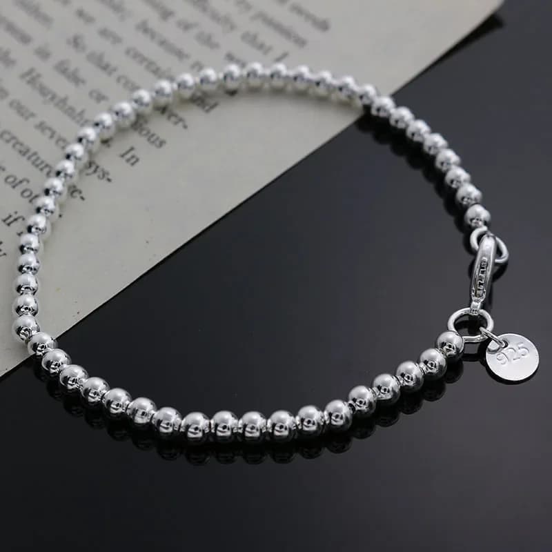 Bracciale squisito in argento placcato fascino moda 4MM perline donna vendita calda carino gioielli in argento regalo di compleanno H198
