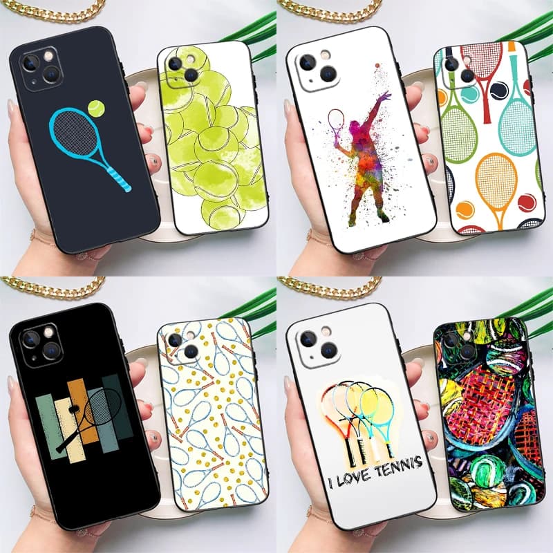 Cover per iPhone con design Racchetta da Tennis e Pallina da Tennis per iPhone 17 16 15 14 12 11 13 Pro Max Plus 12 13 Mini 16e 17 Air