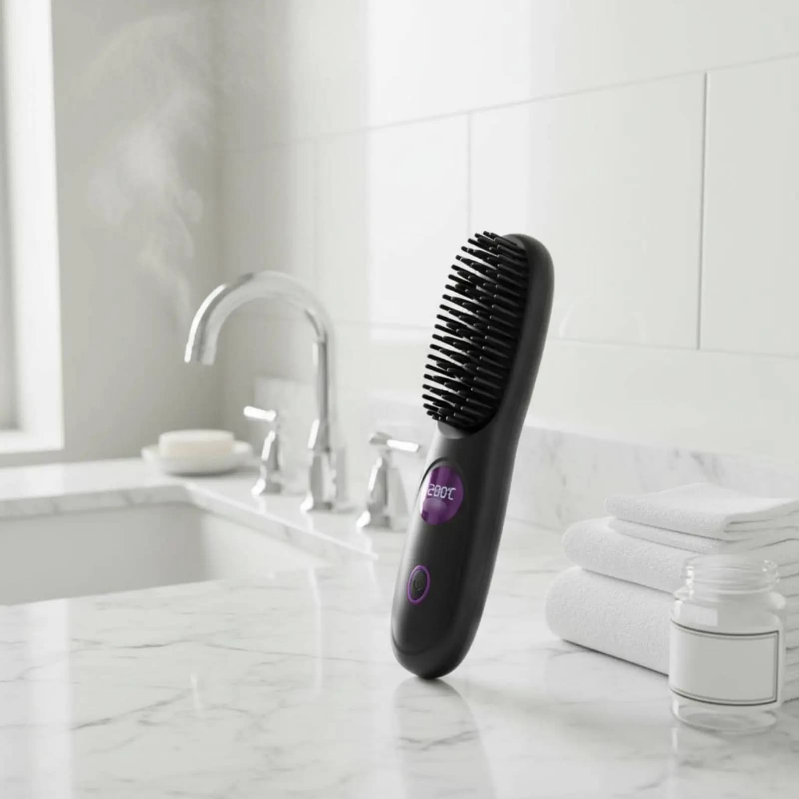Spazzola Lisciante Senza Fili Portatile con Temperatura Regolabile e Protezione Anti-Scottatura