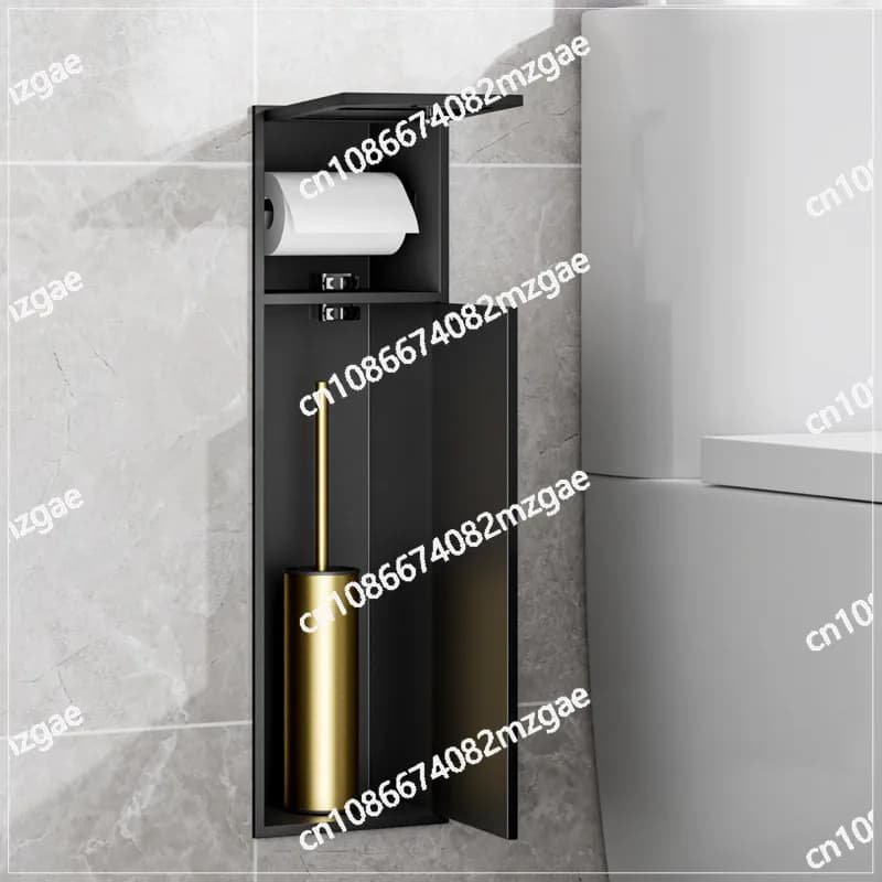 Armadietto di nicchia per scopino per WC con scatola per fazzoletti multicolore in pelle in lega di alluminio in acciaio inossidabile con porta