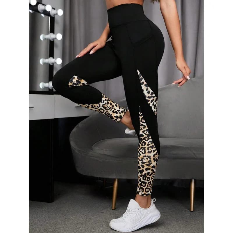 Leggings con stampa leopardata pantaloni a vita alta impiombati da donna allenamento in esecuzione pantaloni sportivi con sollevamento dell'anca Sexy Leggings da Yoga ad asciugatura rapida