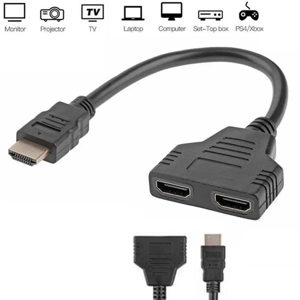 HDMI male 1080P splitter cable to double HDMI female cable HDMI splitter adapter from 1 to 2 ways Converter from a male to two female ports