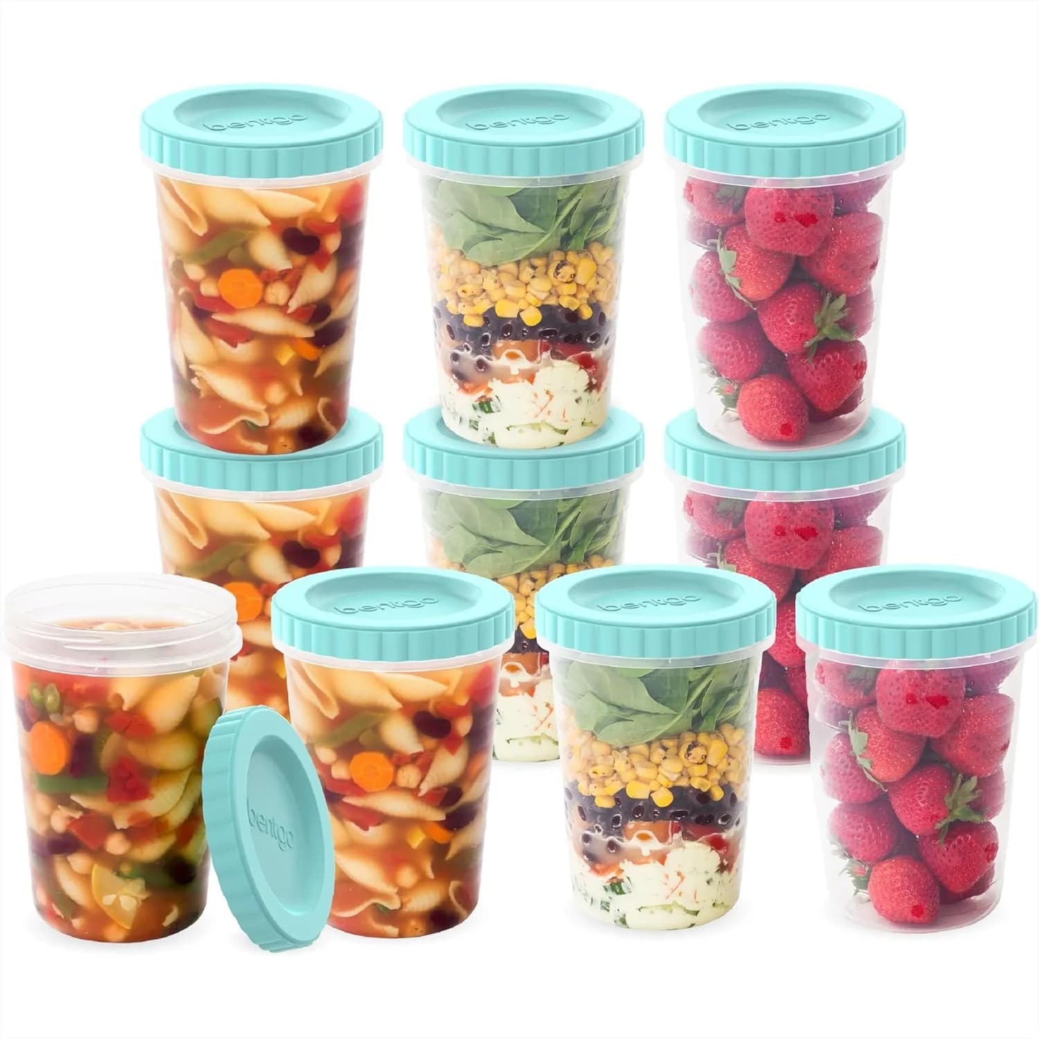 Set di 20 Contenitori Ermetici da 32 fl oz con Coperchi, per Conservazione Alimenti, con Chiusura a Vite, Riutilizzabili, Senza BPA, Impilabili