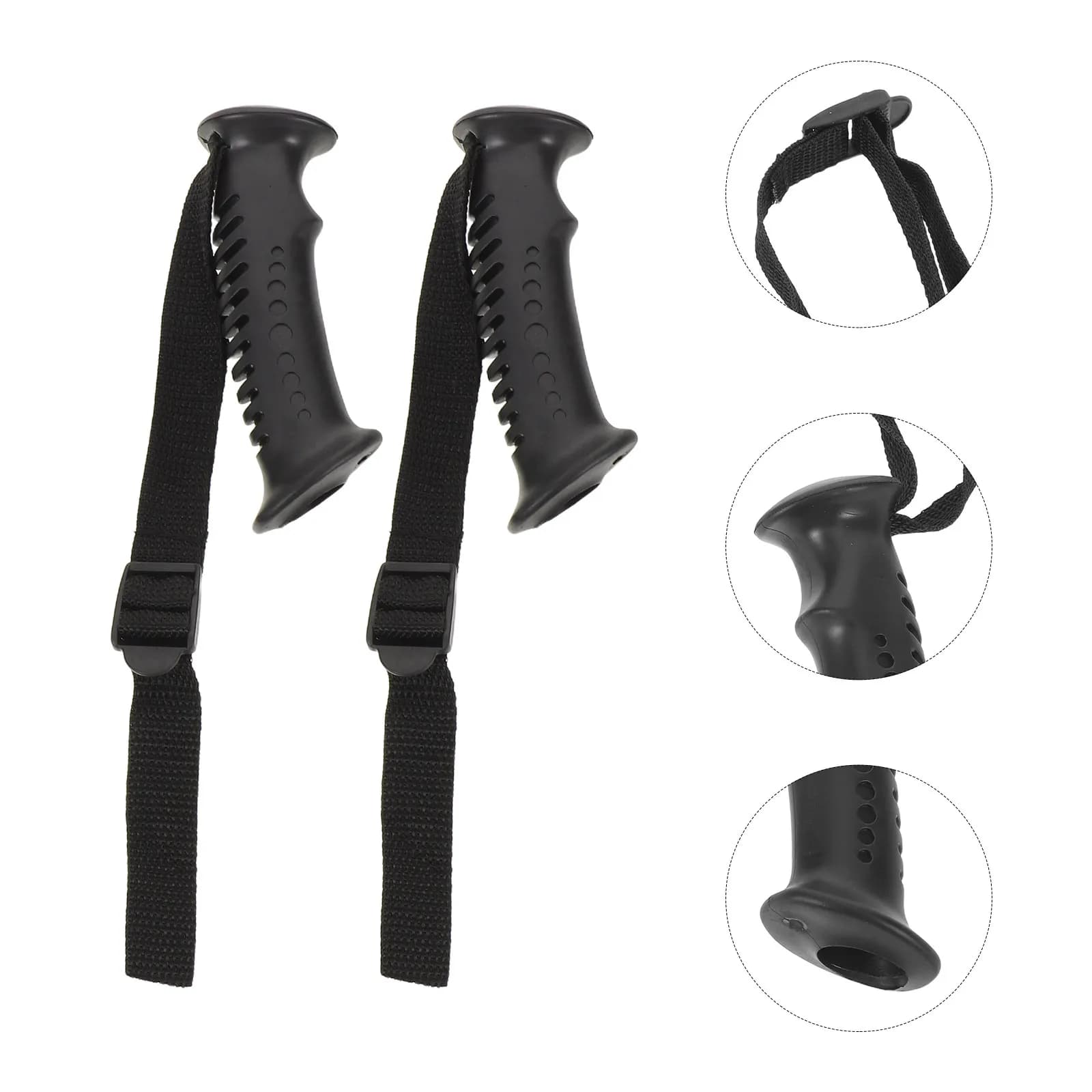 4 Pezzi Impugnature di Ricambio Ergonomiche Nere per Bastoncini da Trekking con Cinturino da Polso da 20 mm Compatibili con Bastoni da Escursionismo e Alpinismo