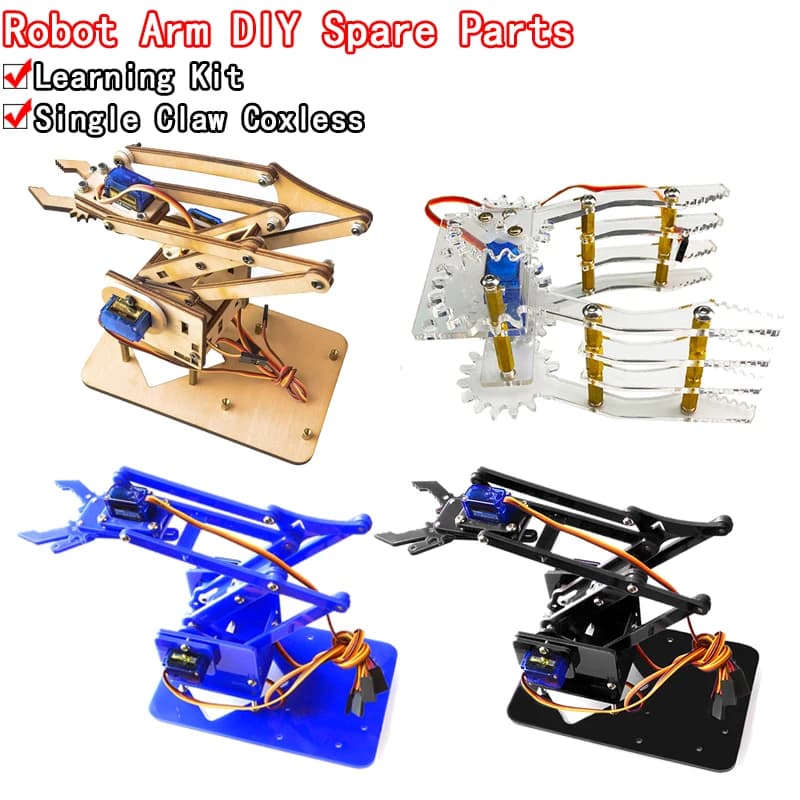 SG90 MG90S 4 DOF Smontaggio Acrilico Braccio Meccanico Robot Manipolatore Artiglio per Arduino UNO Maker Apprendimento Kit FAI DA TE RC Braccio Robot