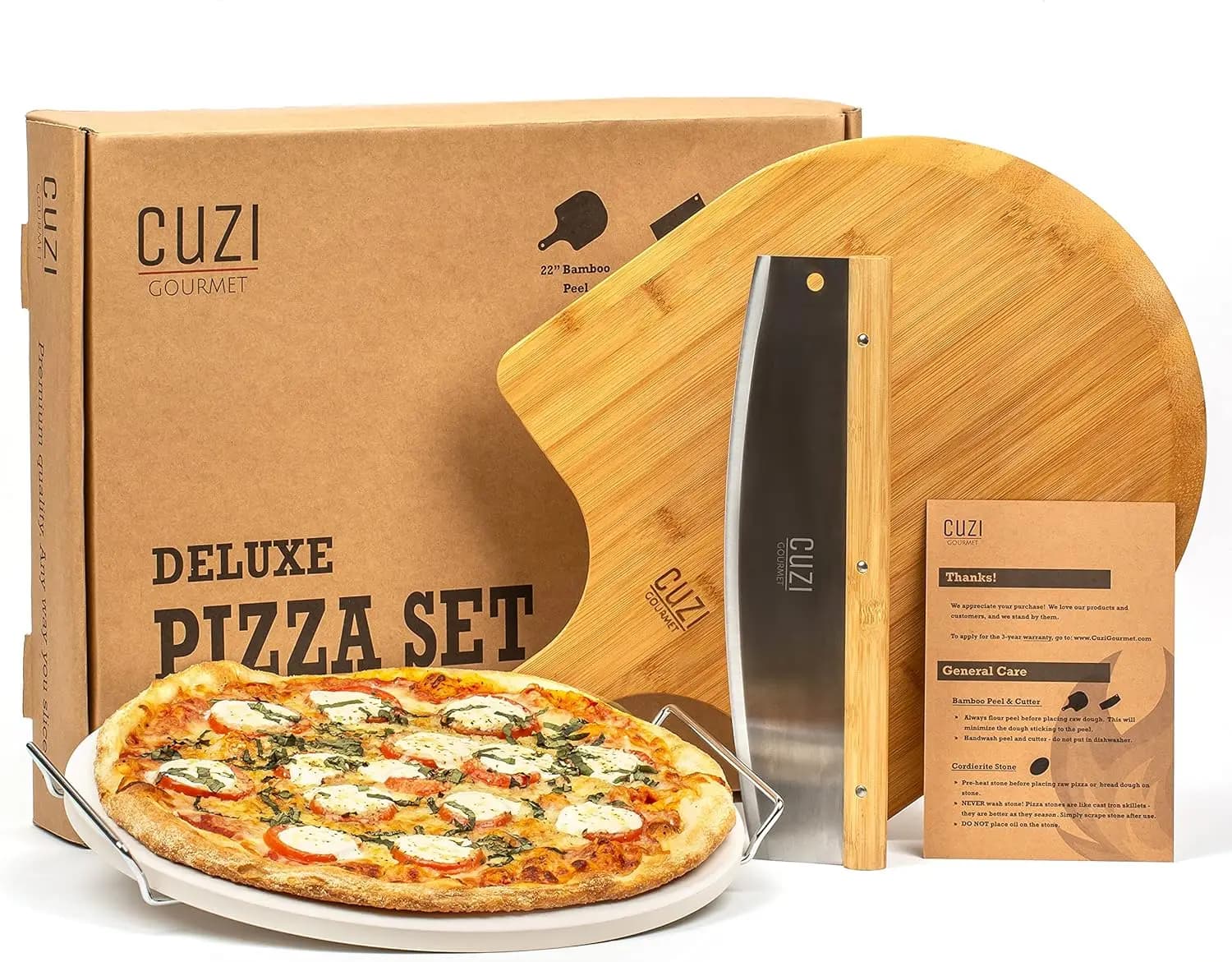 Set di 4 Pietre per Pizza Grandi - Pietra per Pizza da 13 Pollici Resistente agli Shock Termici con Supporto, Pietra Naturale da 19 Pollici