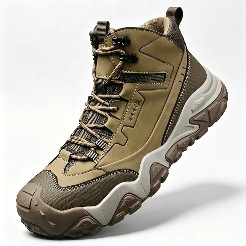 Men's High Top Hiking Boots Waterproof Outdoor Male Breathable Mountain Climbing Shoes Anti-collision Toe Walking Footwear