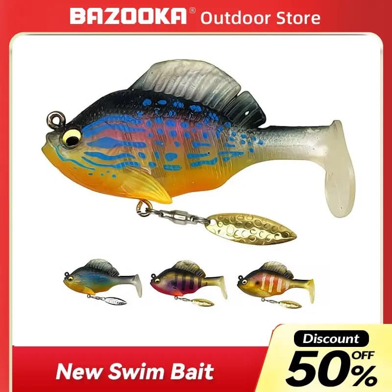 Bazooka Richiamo di Pesca 10g/14g/18g/24g Con Gancio spinner esca Biomimetica Hollow Ruota Paillettes Esca Morbida Luminoso Shore Inverno