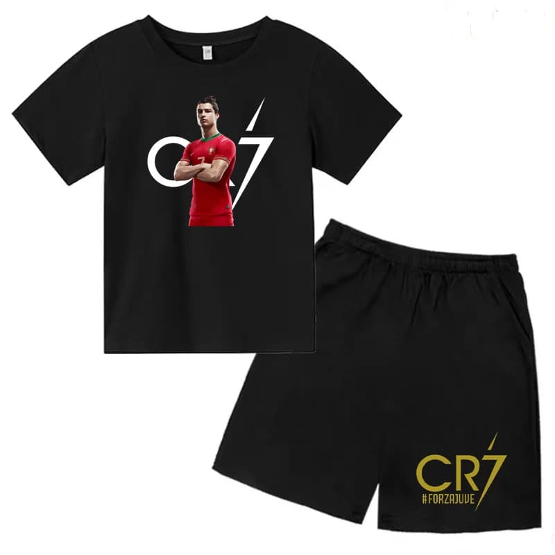 Set per bambini Stampato per bambini Estate Ragazzi Ragazze T-shirt sportiva Set Pantaloncini casual a maniche corte Set da 2 pezzi 3-13 anni