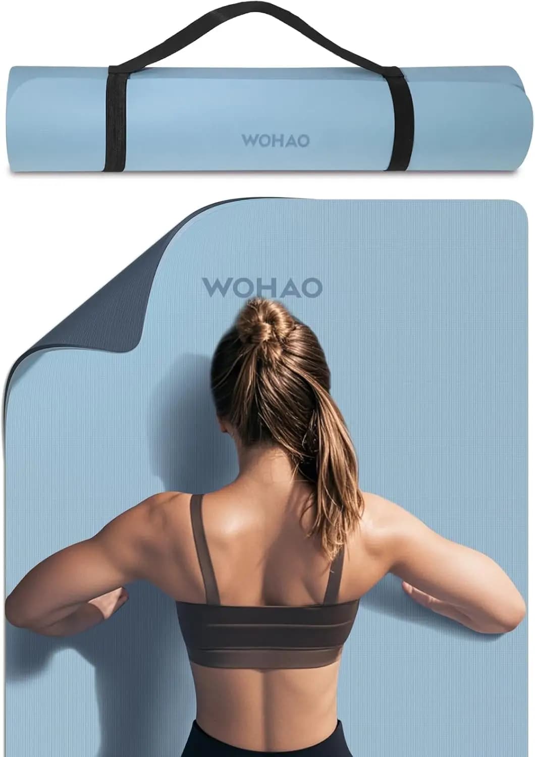 Tappetino Yoga Extra Spesso 8mm, Tappetino Antiscivolo per Esercizi con Cinghia di Trasporto per Palestra Domestica, Pilates