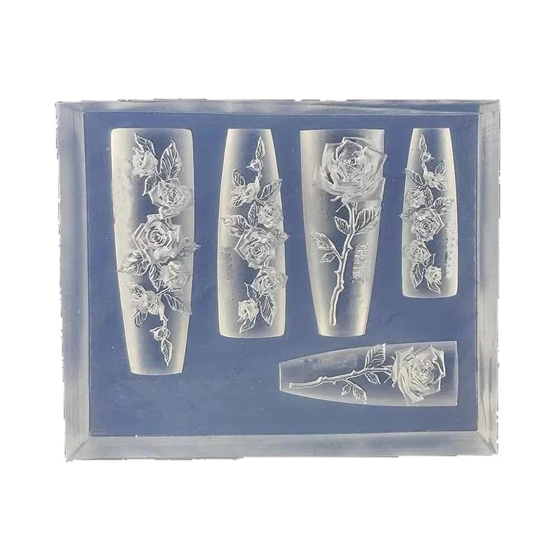1pc Elegant Rose Nail Charms Mold Spring Summer Flower Nail Art Silicone Mould Stamping Plate For Beauty Tool