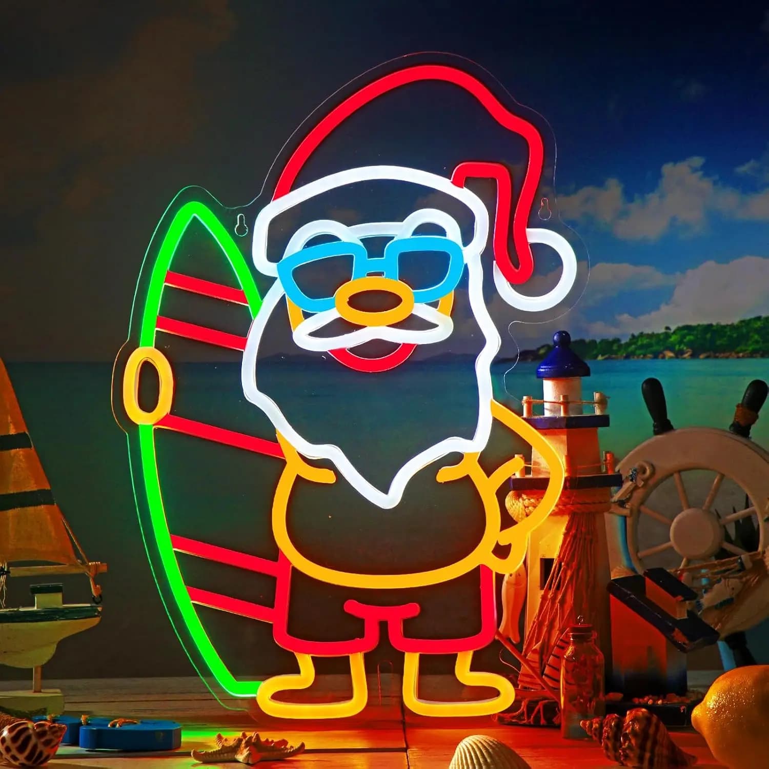Babbo natale Neon Sign Light Up Room Sign LED Neon Sign Light USB Wall Bar soggiorno Party Home Bedroom Office Table Art Gifts
