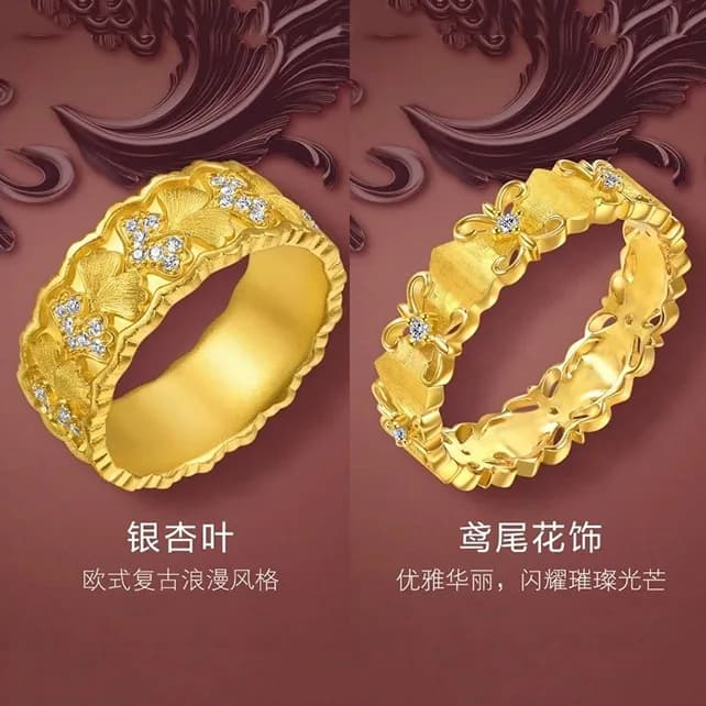 Jin Yun Roman Flowering Iris Silver Ring Light Luxury Diamond Brushed Ginkgo Leaf Row Ring Female
