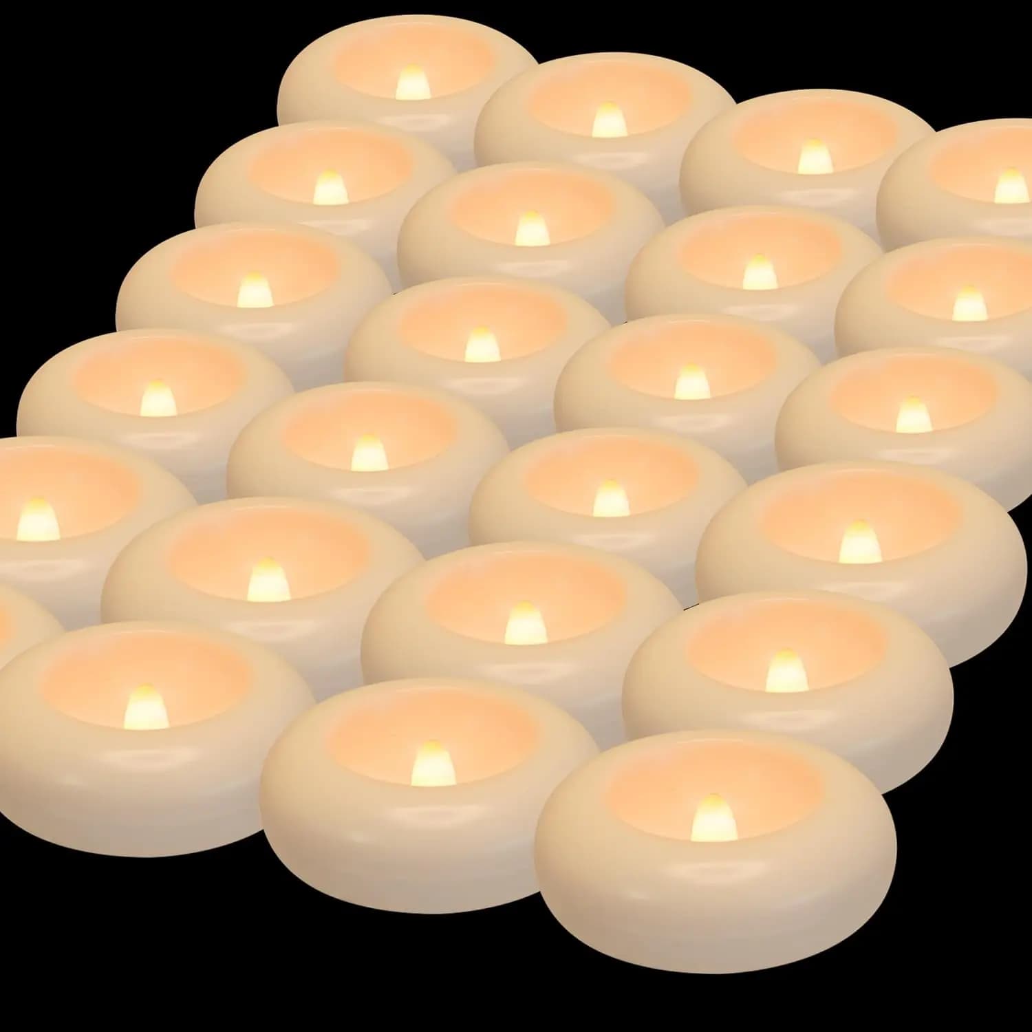 24 Waterproof LED Candles, Automatic Water Switching, Battery Life 200 Hours for Swimming Pools, Weddings, Spa Decorations