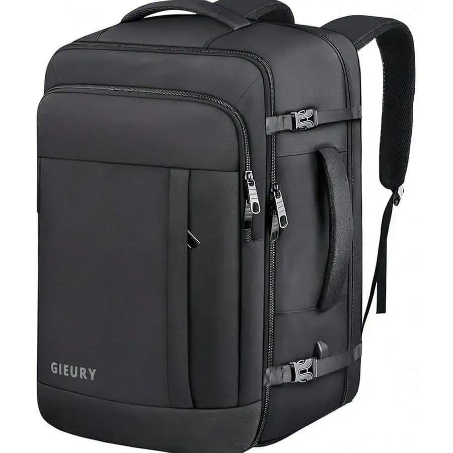 Zaino da viaggio espandibile extra large da 50 litri per adulti, compatibile con laptop da 17 pollici, borsa da weekend leggera per lavoro.