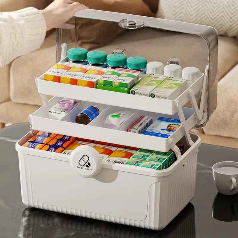 Medicine Box Regular Medicine Packaging Box Student Dormitory Multi-Layer Miscellaneous Storage Box Plastic First Aid Portable