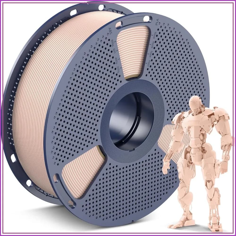 Filamento PLA per Stampante 3D 1.75mm, Avvolgimento Preciso, Precisione Dimensionale +/- 0.02mm, Compatibile con la Maggior Parte delle Stampanti FDM, Bobina da 1kg (2.2lbs), Beige Pelle