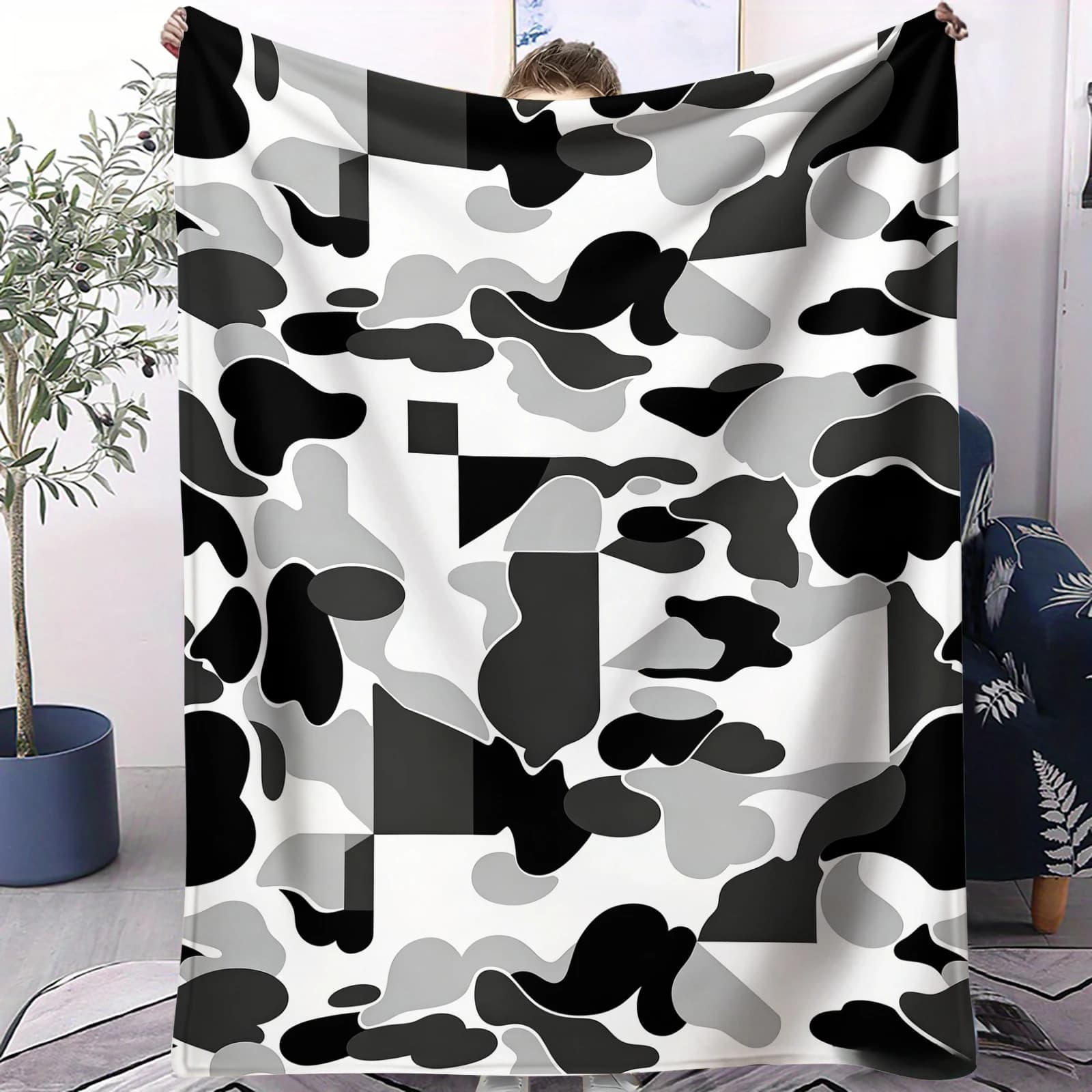 Coperta morbida e confortevole con orsetto in peluche, design multipli, ideale per letto, divano, dormitorio, auto, campeggio e pisolino.