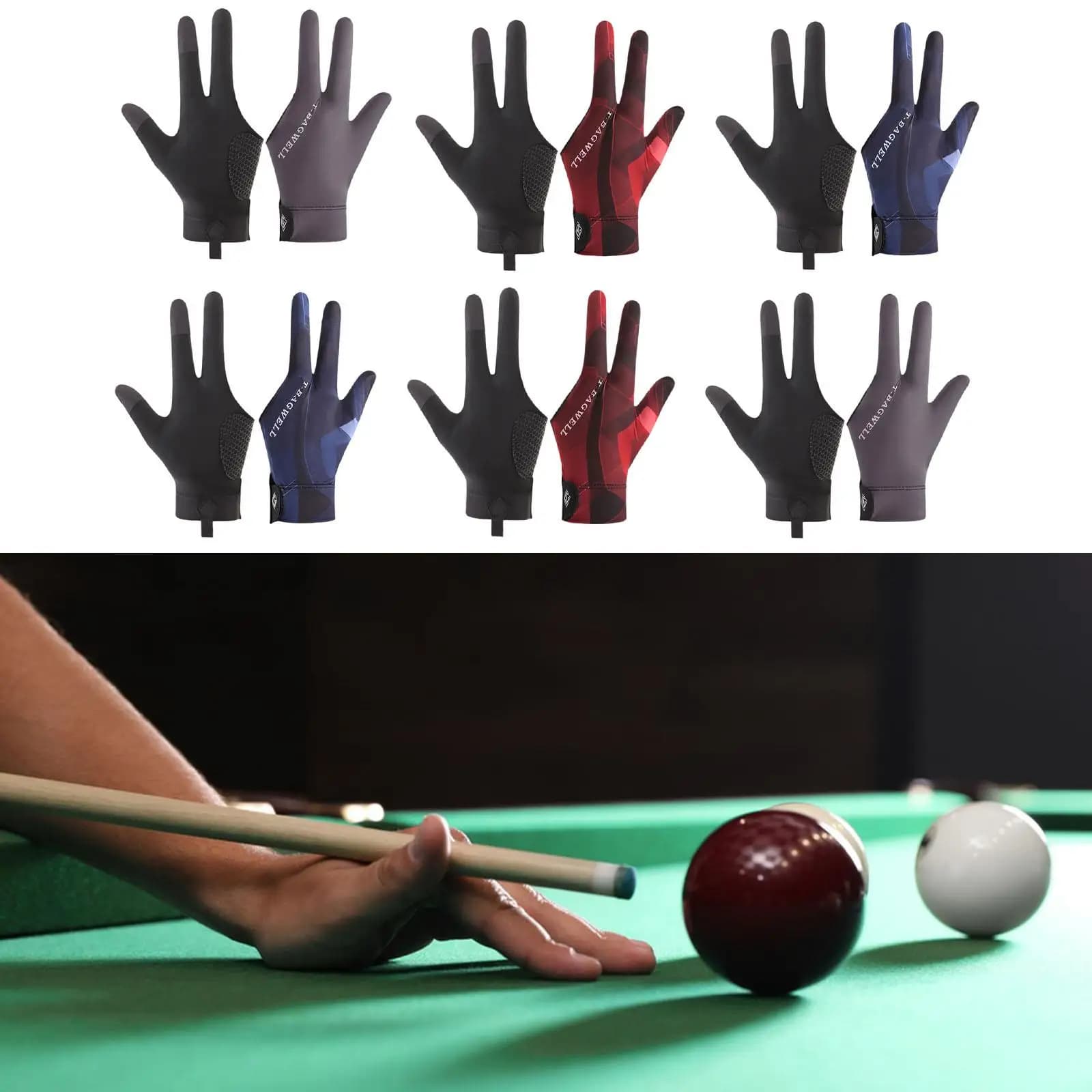 Guanti da Biliardo Antiscivolo Traspiranti Portatili, Accessori per Mani, Guanto da Pool per Stecca da Snooker, Accessori per Tavolo da Biliardo