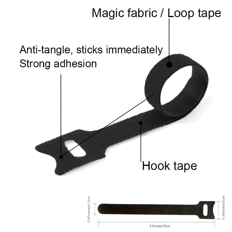 Fascette per cavi con gancio e anello di tipo T da 12x150 mm, cinghie riutilizzabili per la gestione dei cavi e dei cavi per l'organizzazione