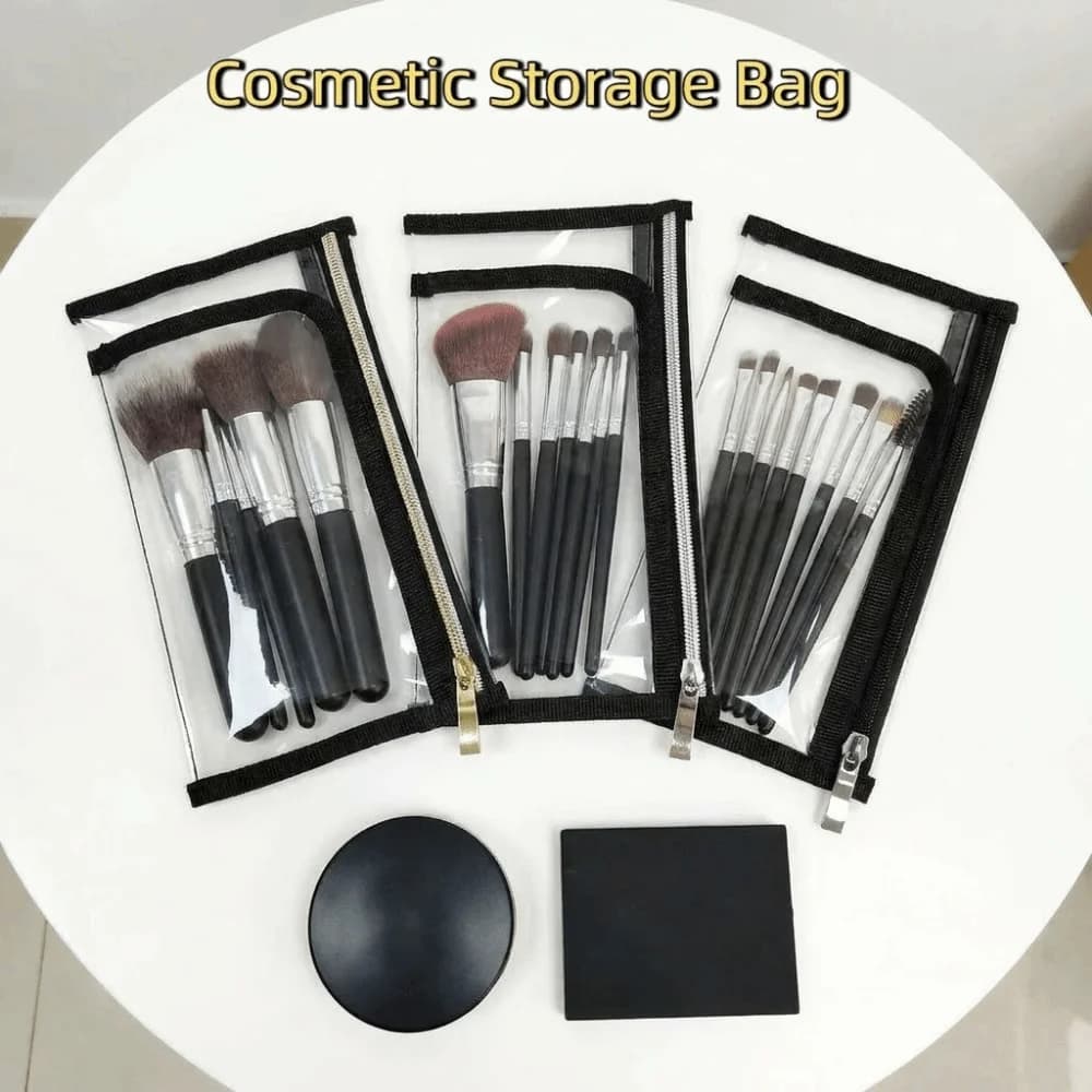 Borsa per Pennelli da Trucco in PVC Resistente, Trasparente e Impermeabile, Design Multistrato, Porta Passaporto per Casa