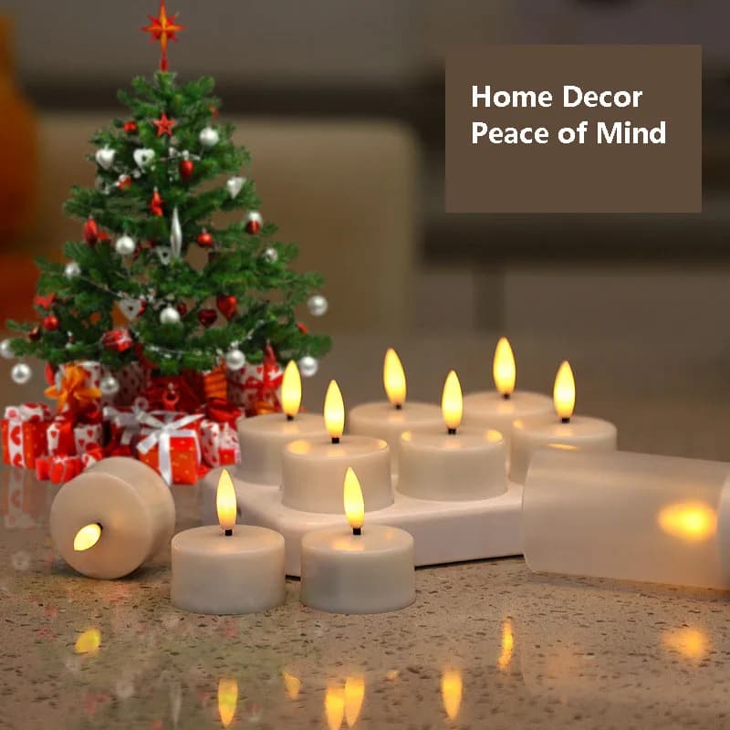 4/6/12 PCS Rechargeable LED Tea Lights Candles with Remote Outdoor Flameless Waterproof Tealight For Wedding Birthday Christmas
