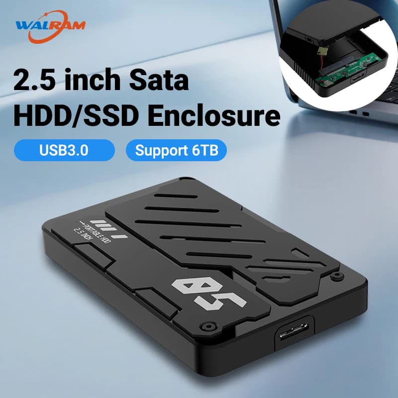 Custodia per HDD USB 3.0/3.1 Custodia SSD da 6 Gbps Scatola per disco rigido esterno Adattatore da SATA a USB3.1 USB3.0 per custodia USB-C tipo HDD per disco