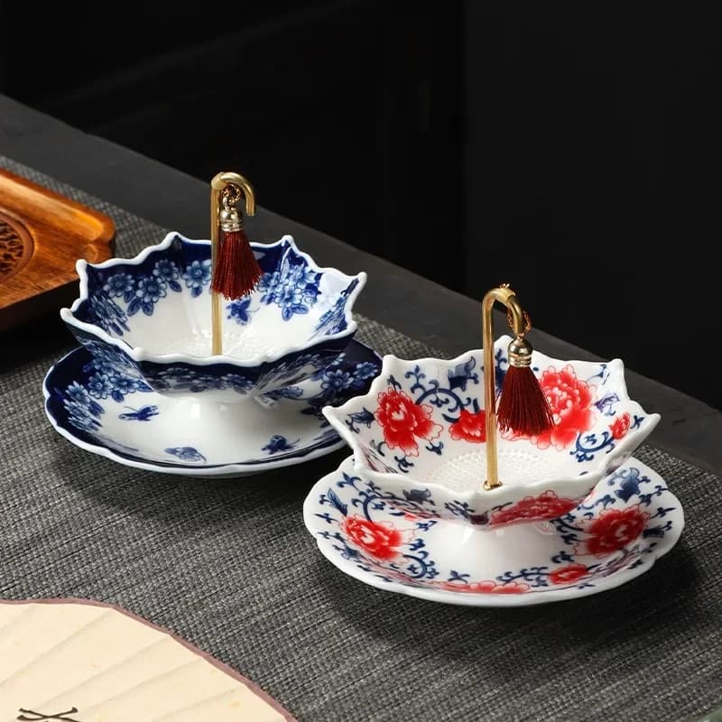 Colino da tè creativo a forma di ombrello, filtro in ceramica rimovibile, set da tè, decorazioni per il desktop, ornamenti, artigianato artistico, regali aziendali