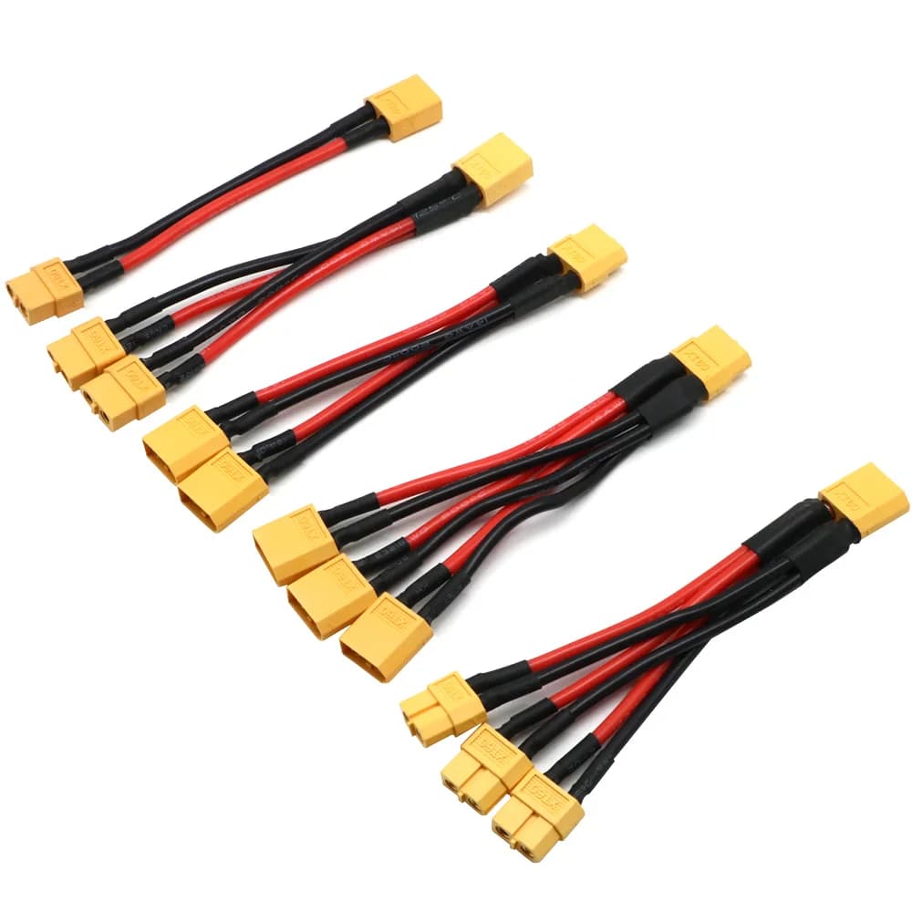 XT60 Parallel battery connector Male/female cable Double extension Y Splitter/Silicone wire 3 ways 14AWG for RC battery motor