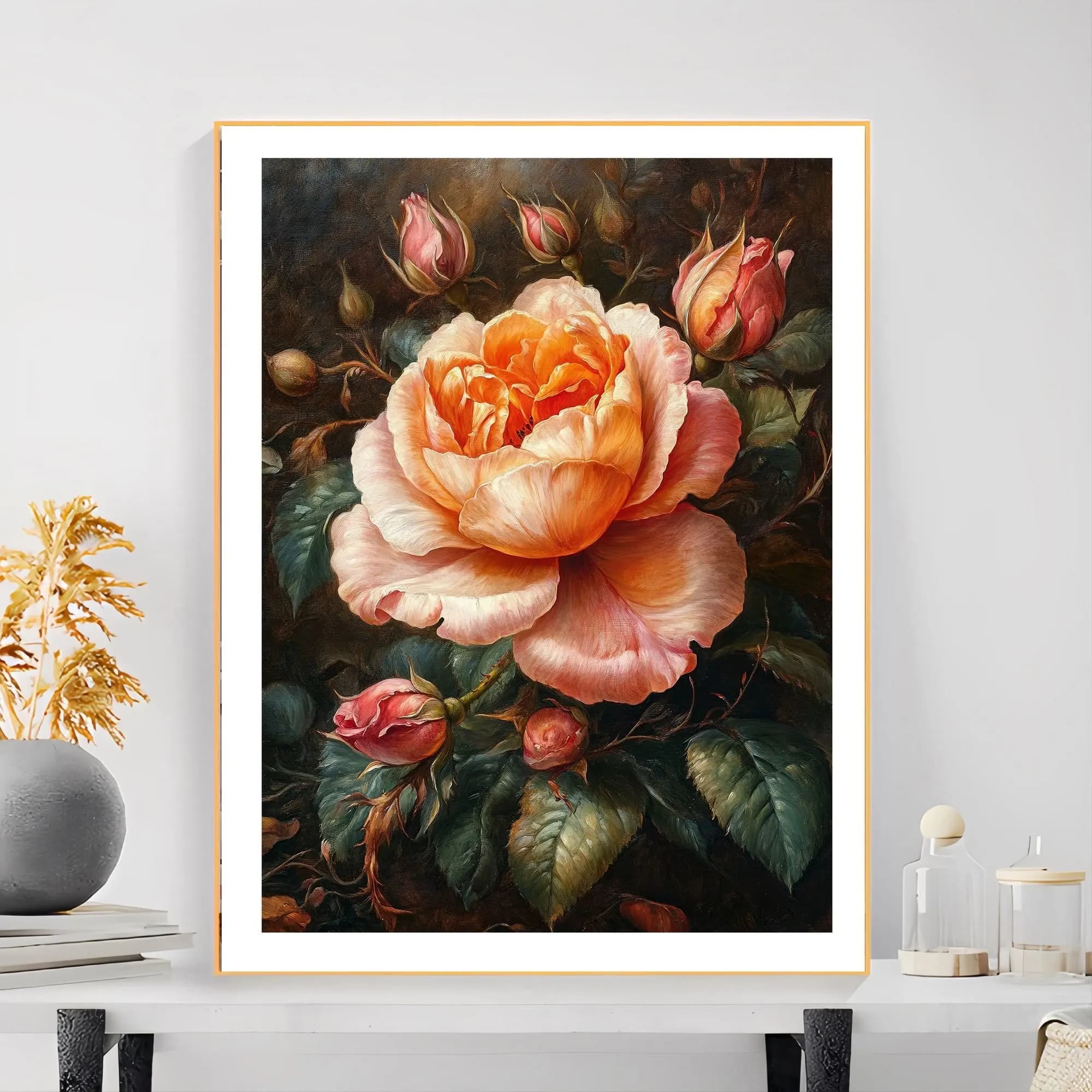 Peony Printed Kits Cross Stitch 11CT 9CT Embroidery DIY Cotton Needlework Sets Crafts With Needles