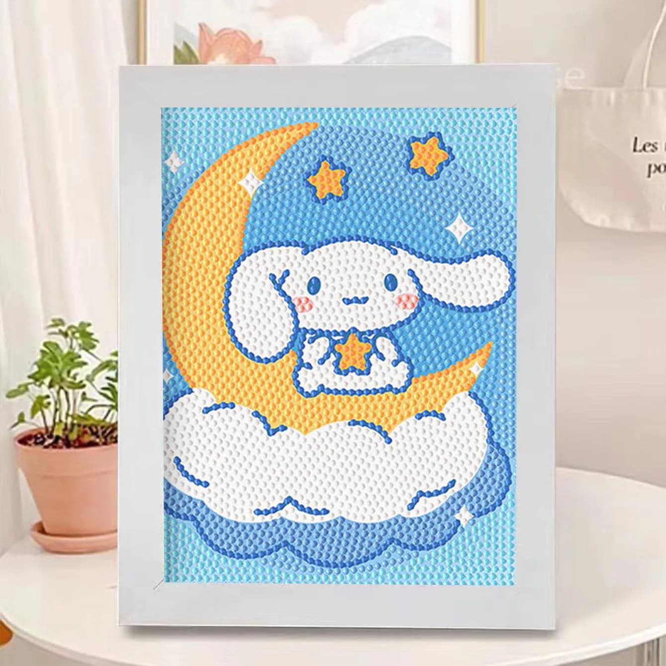 Kit di Pittura Decorativa 5D Sanliou Moon Jade Guigou con Cristalli e Diamanti, Kit di Ricamo a Croce Fai-da-Te, Pittura Artistica per Bambini, Regalo di Compleanno